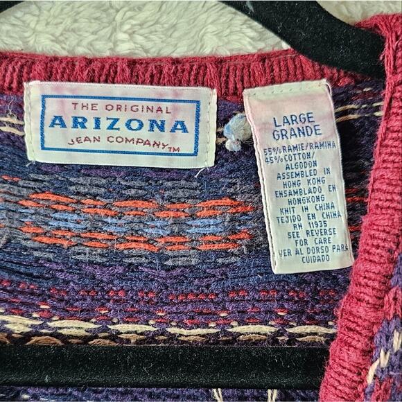 VTG Arizona Jean Sweater Vest Womens Large Aztec Fair Isle Knit Classic Retro 90 - Picture 2 of 7